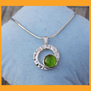 New One of a kind Sterling Silver Necklace Green